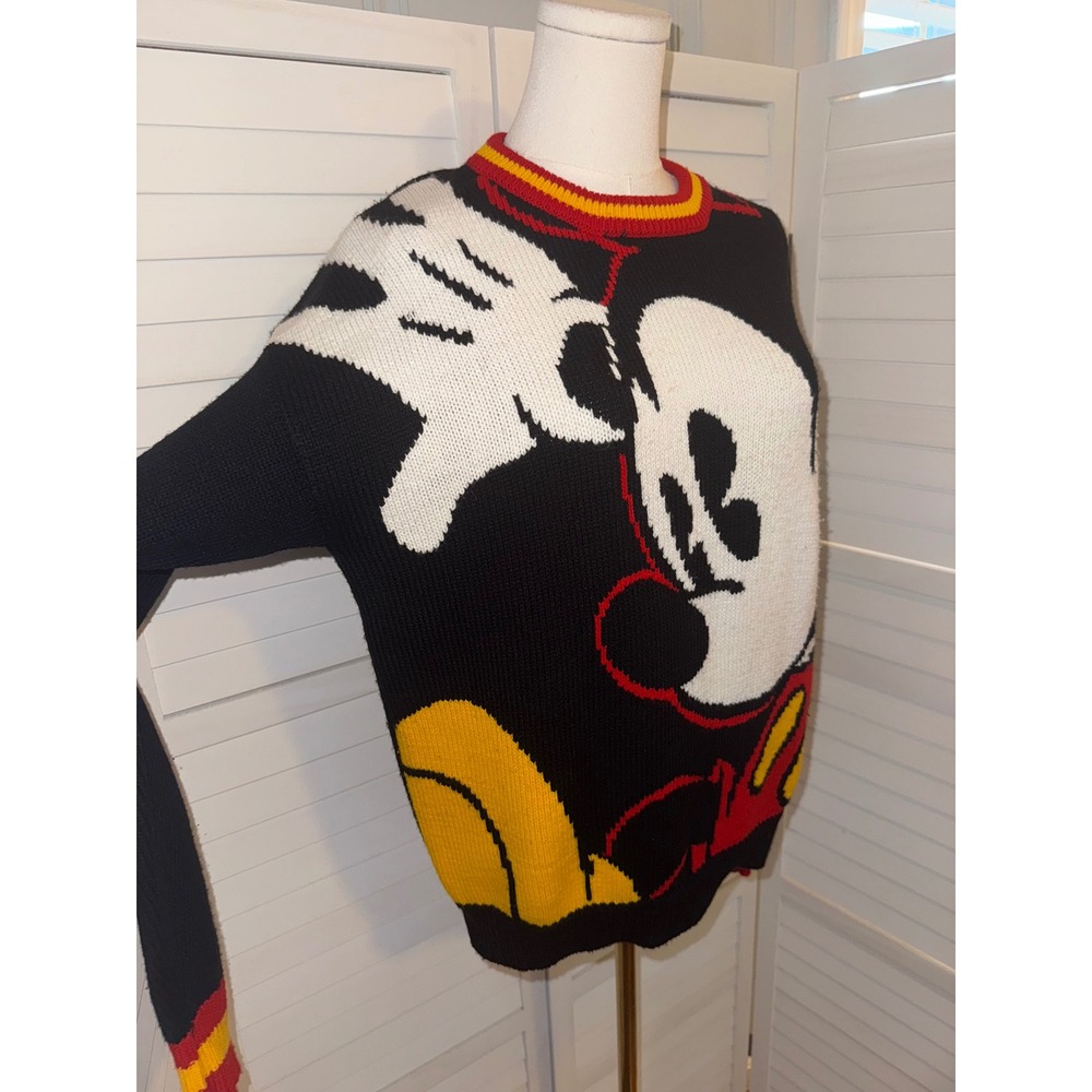 Mickey and Co Womens Black Knit Sweater Graphic Print Disney Character Size L - Picture 3 of 7